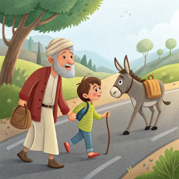 Як дід та онук осла продавали