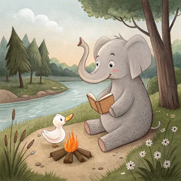 Казка про слона, про багаття і про качечку