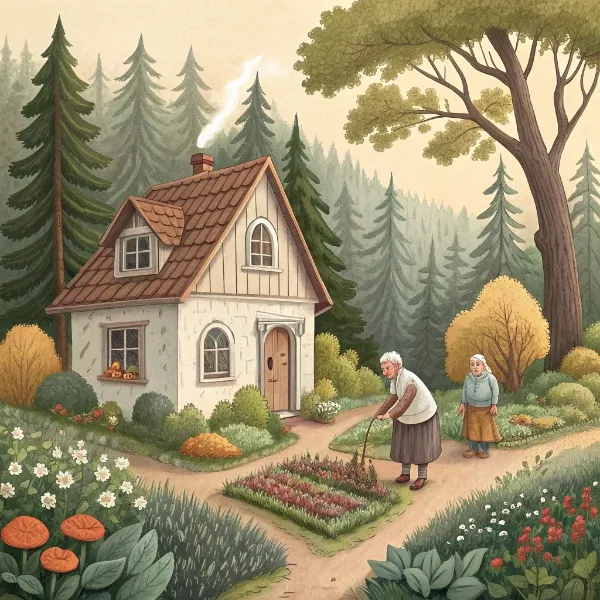 Хатка у березовому лісі