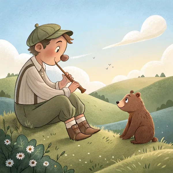 Хлопчик-пастушок і ведмедятко