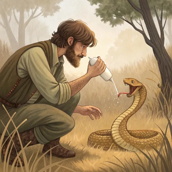 Жадний чоловік та гадюка